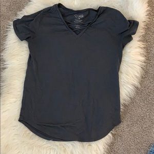 Casual gray cross cross t. Worn